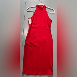 Brand New Red Rolla Coster Body-Con Sleeveless Mock Neck Dress, size M